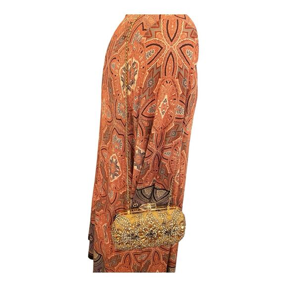 NINA Gold Pink Sparkling Beaded Evening Clutch Box Purse - Picture 2 of 15